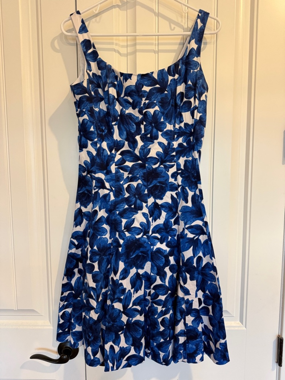 Jones Studio Blue Floral Scoop-Neck Mini Dress